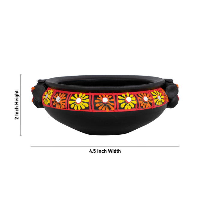 Decorative Flower Pot- 2 X 4.5 Inches | Terracotta Clay Uruli/Urli For Traditional Decor & Festive Arrangements - Uruli & Flower Pot