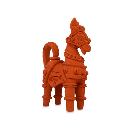 Horse Statue - 8 x 5 Inches | Terracotta Clay Horse Idol for Home - Table Stand Accessories