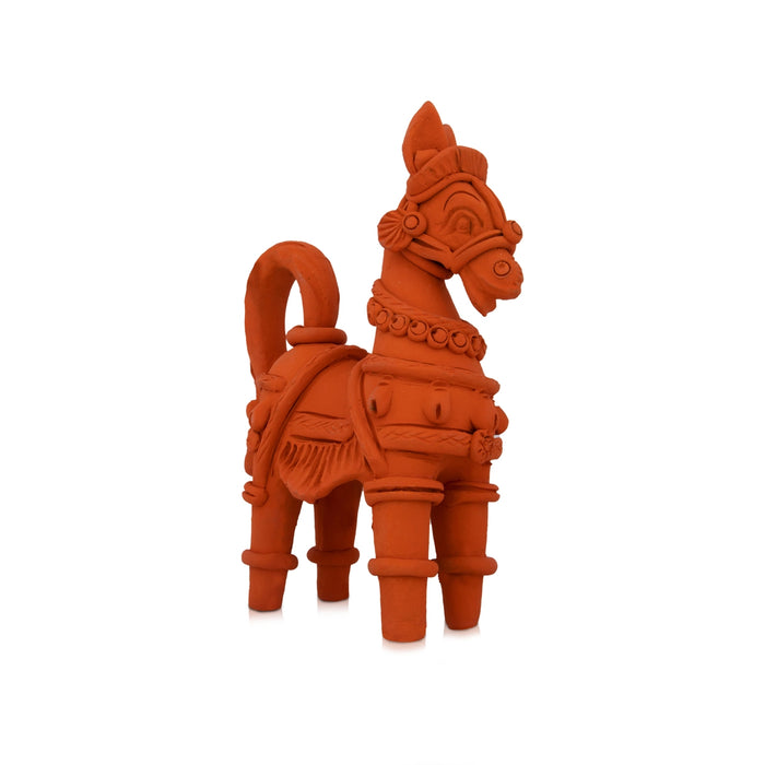 Horse Statue - 8 x 5 Inches | Terracotta Clay Horse Idol for Home - Table Stand Accessories