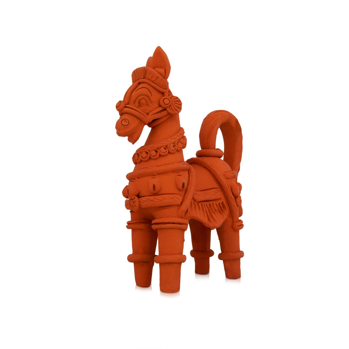 Horse Statue - 8 x 5 Inches | Terracotta Clay Horse Idol for Home - Table Stand Accessories