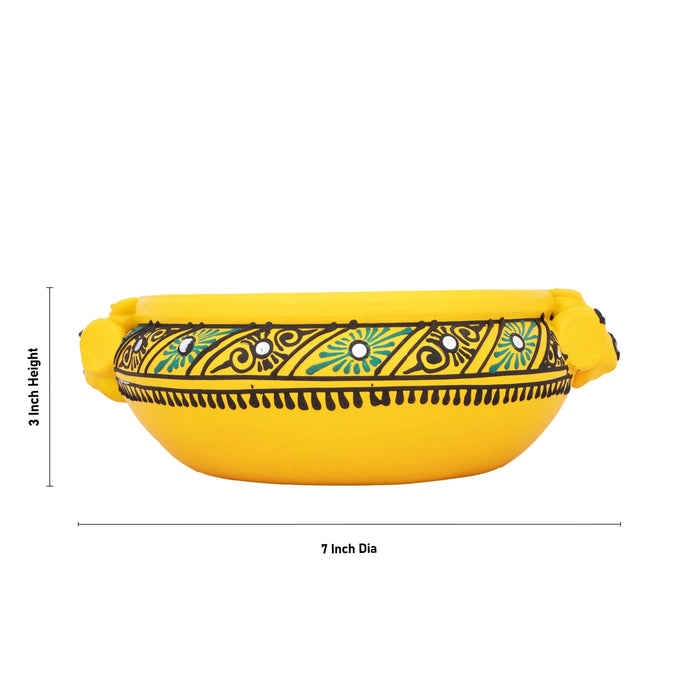 Urli - 3 x 7 Inches | Terracotta Clay Decorative Uruli/ Flower Pot for Home Decor - Uruli & Flower Pot