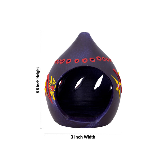 Hut Lamp - 5.5 x 3 Inches | Handmade Terracotta Clay Diya/ Coconut Design Hand Painted Deep for Home - Decorative Lamp