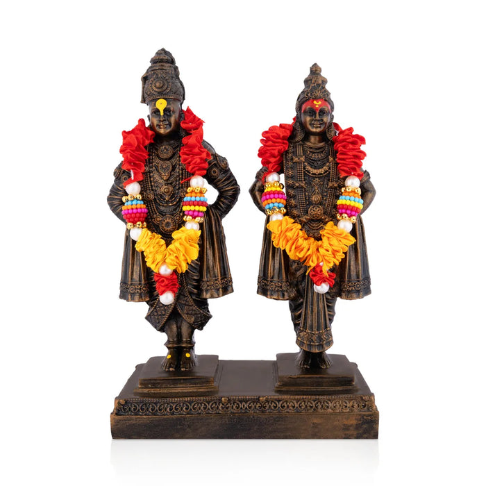 Vitthal Rukmini Murti Standing On Base - 8 x 5.5 Inches | Resin Idol/ Vitthal Rakhumai Murti for Pooja - Fibre Murties