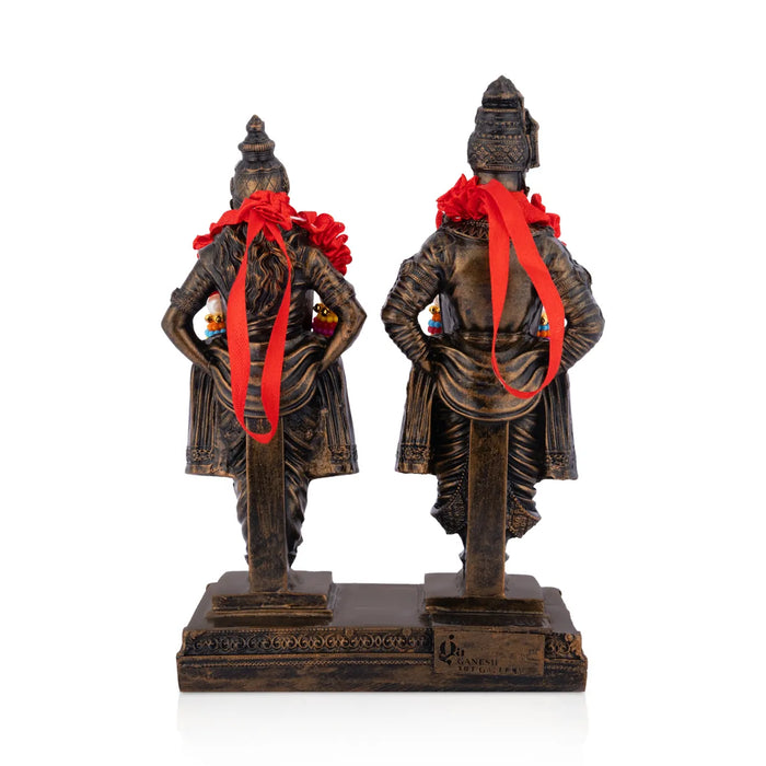 Vitthal Rukmini Murti Standing On Base - 8 x 5.5 Inches | Resin Idol/ Vitthal Rakhumai Murti for Pooja - Fibre Murties