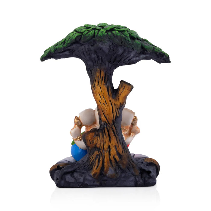 Tree Ganesha Murti - 5.5 x 3.5 Inches | Resin Ganesh Idol / Vinayagar Statue For Home & Office Decor - Fibre Murties