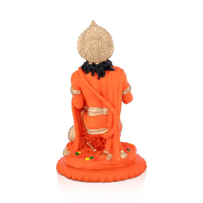 Anjaneya Statue - 7.25 x 5 Inches | Fibre Statue / Hanuman Sitting Statue / Hanuman Murti for Pooja - Fibre Murties