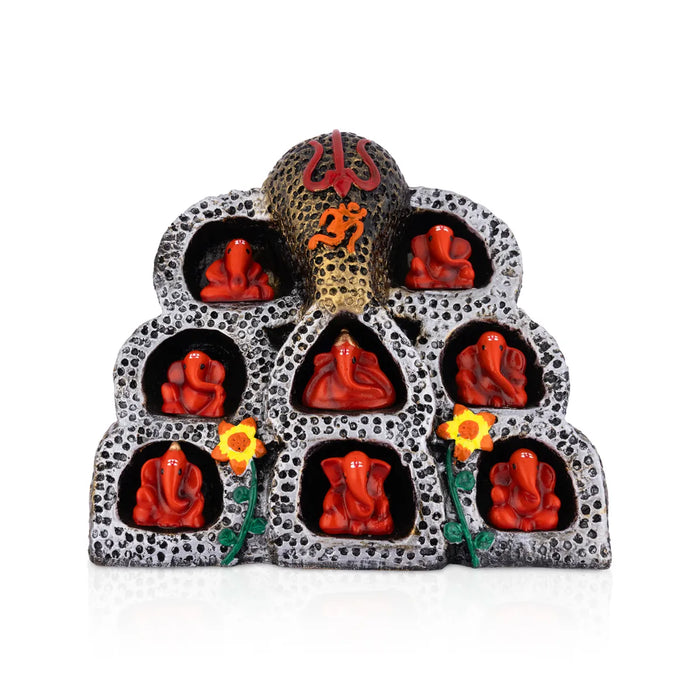 Ashta Vinayak Set - 6 x 7.5 Inches | Fibre Ganesh Idol / Ganapati Murti / Vinayagar Statue for Home & Pooja - Fibre Murties