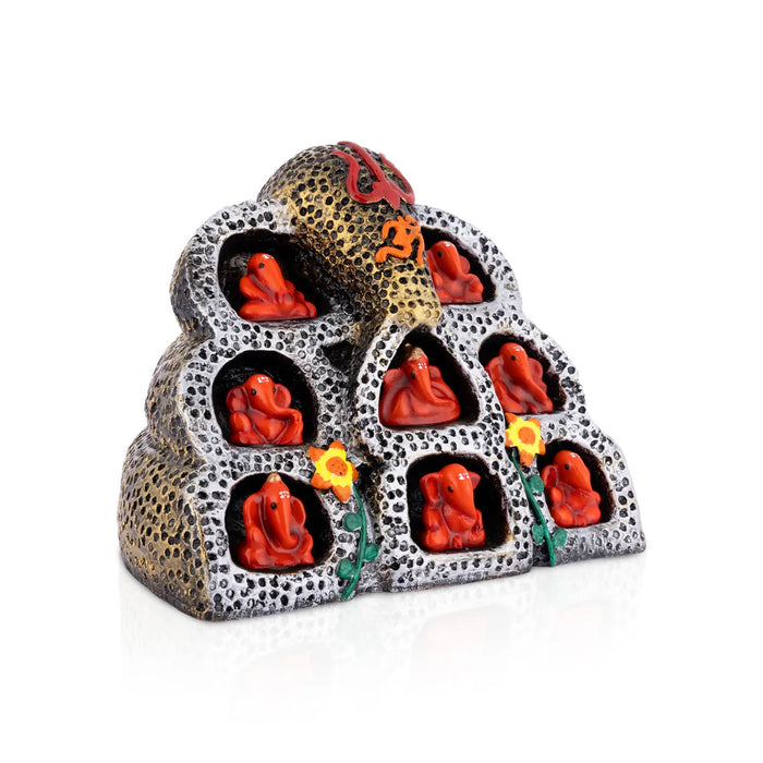 Ashta Vinayak Set - 6 x 7.5 Inches | Fibre Ganesh Idol / Ganapati Murti / Vinayagar Statue for Home & Pooja - Fibre Murties