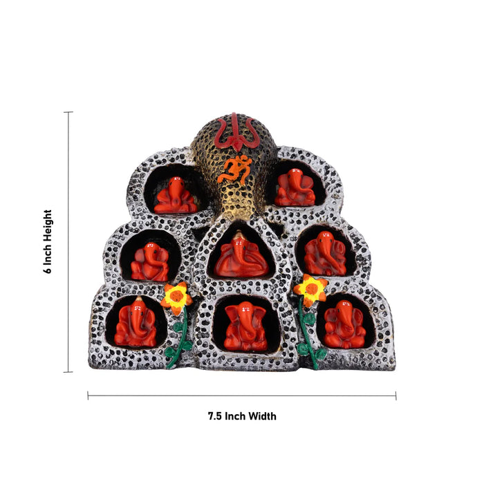 Ashta Vinayak Set - 6 x 7.5 Inches | Fibre Ganesh Idol / Ganapati Murti / Vinayagar Statue for Home & Pooja - Fibre Murties