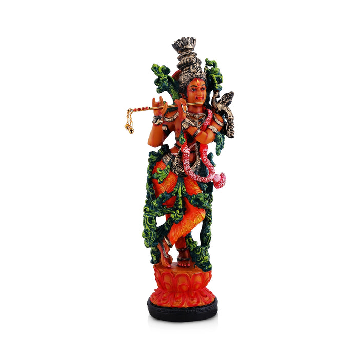 Lord Krishnar Standing On Base Murti - 14 x 4.5 Inches | Fiber Idol / Krishna Bhagwan Statue For Pooja - Fibre Murties