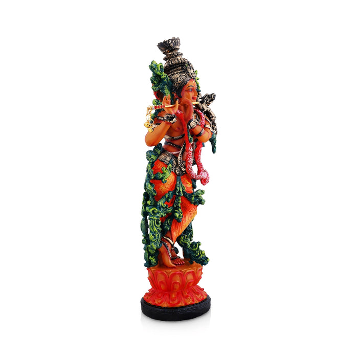 Lord Krishnar Standing On Base Murti - 14 x 4.5 Inches | Fiber Idol / Krishna Bhagwan Statue For Pooja - Fibre Murties