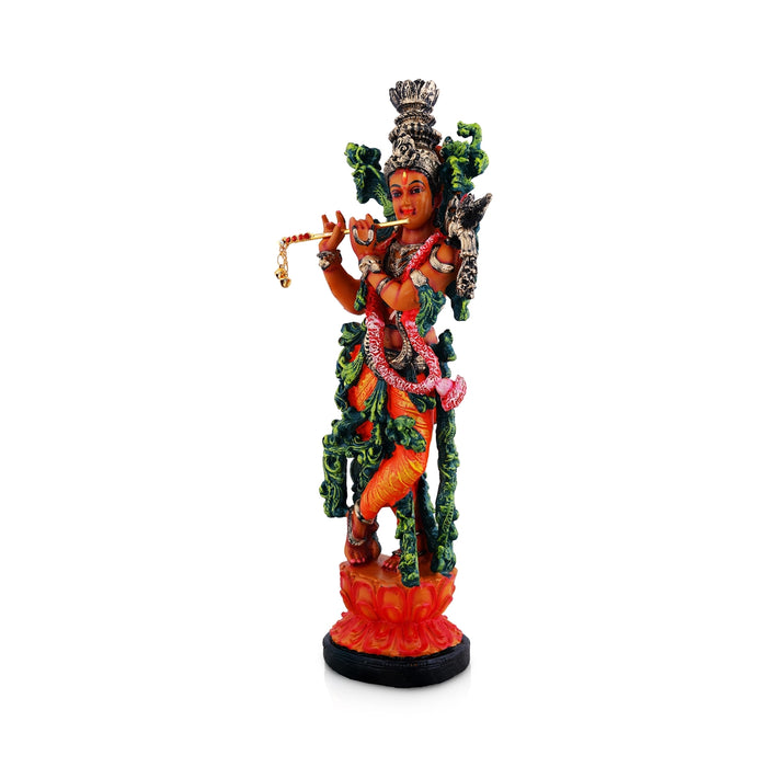 Lord Krishnar Standing On Base Murti - 14 x 4.5 Inches | Fiber Idol / Krishna Bhagwan Statue For Pooja - Fibre Murties