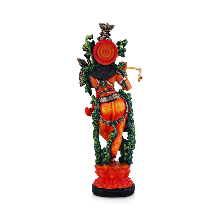 Lord Krishnar Standing On Base Murti - 14 x 4.5 Inches | Fiber Idol / Krishna Bhagwan Statue For Pooja - Fibre Murties