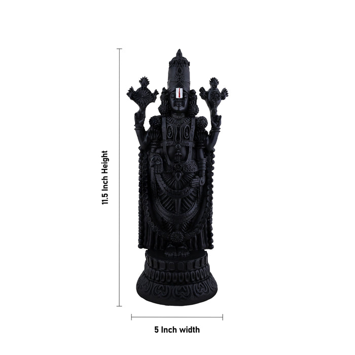 Balaji Murti - 11.5 x 5 Inches | Black Balaji Standing Statue/ Tirupati Balaji Idol for Pooja