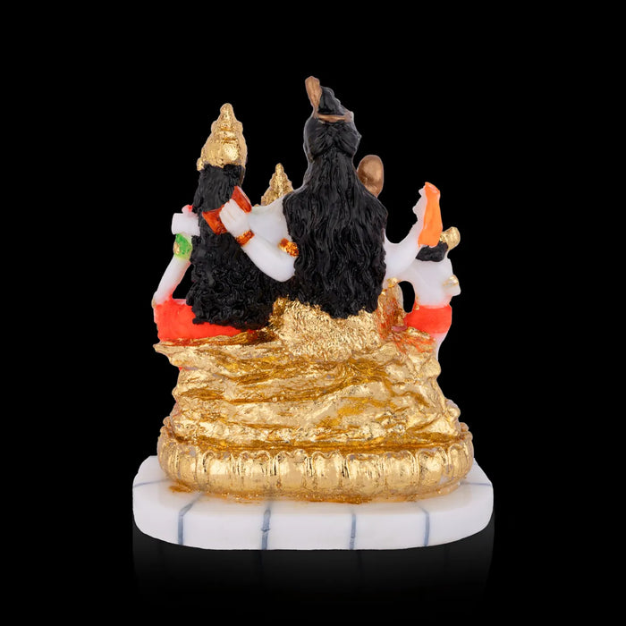 Lord Shiva Family - 6.5 x 5 Inches | Marble Dust Shivan Family Idol / Shiva Family Statue for Pooja - Fibre Murties