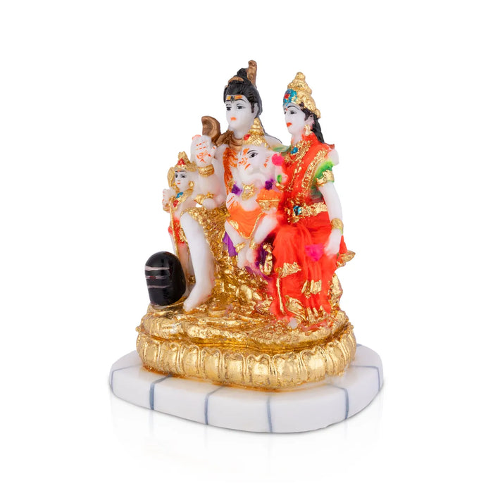 Lord Shiva Family - 6.5 x 5 Inches | Marble Dust Shivan Family Idol / Shiva Family Statue for Pooja - Fibre Murties