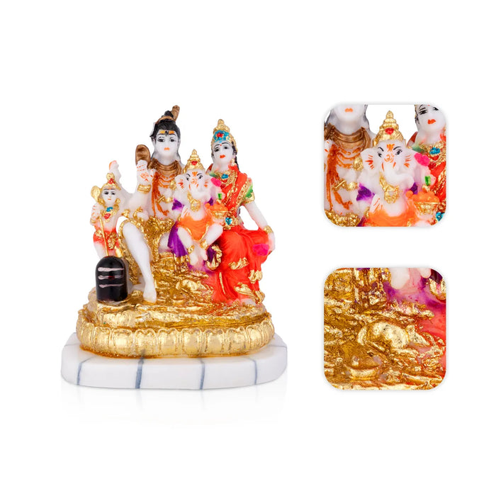 Lord Shiva Family - 6.5 x 5 Inches | Marble Dust Shivan Family Idol / Shiva Family Statue for Pooja - Fibre Murties