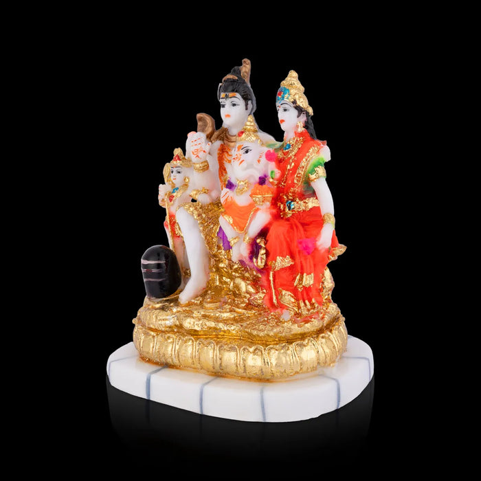 Lord Shiva Family - 6.5 x 5 Inches | Marble Dust Shivan Family Idol / Shiva Family Statue for Pooja - Fibre Murties