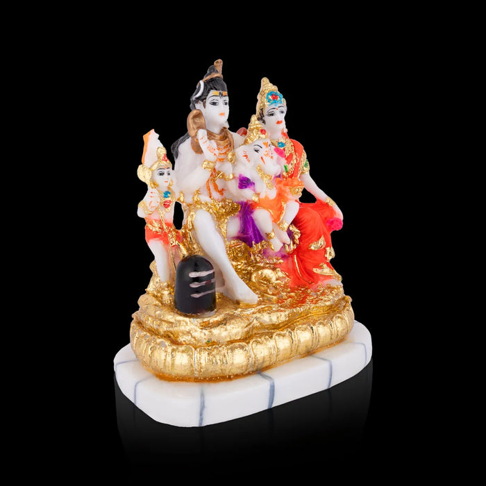 Lord Shiva Family - 6.5 x 5 Inches | Marble Dust Shivan Family Idol / Shiva Family Statue for Pooja - Fibre Murties