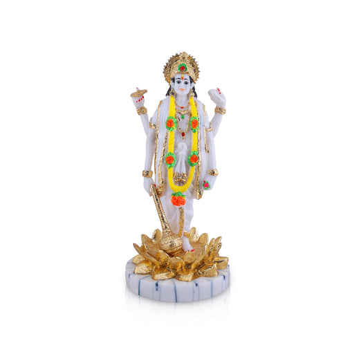 Vishnu Standing on Kamal Base Murti - 12 x 5.5 Inches | Fibre Vishnu Idol / Lord Vishnu Statue for Pooja - Fibre Murties