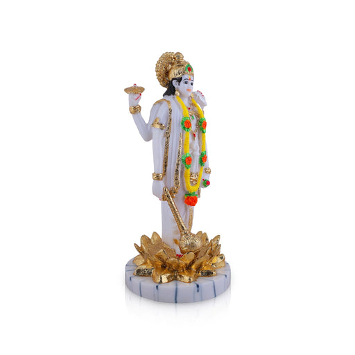 Vishnu Standing on Kamal Base Murti - 12 x 5.5 Inches | Fibre Vishnu Idol / Lord Vishnu Statue for Pooja - Fibre Murties