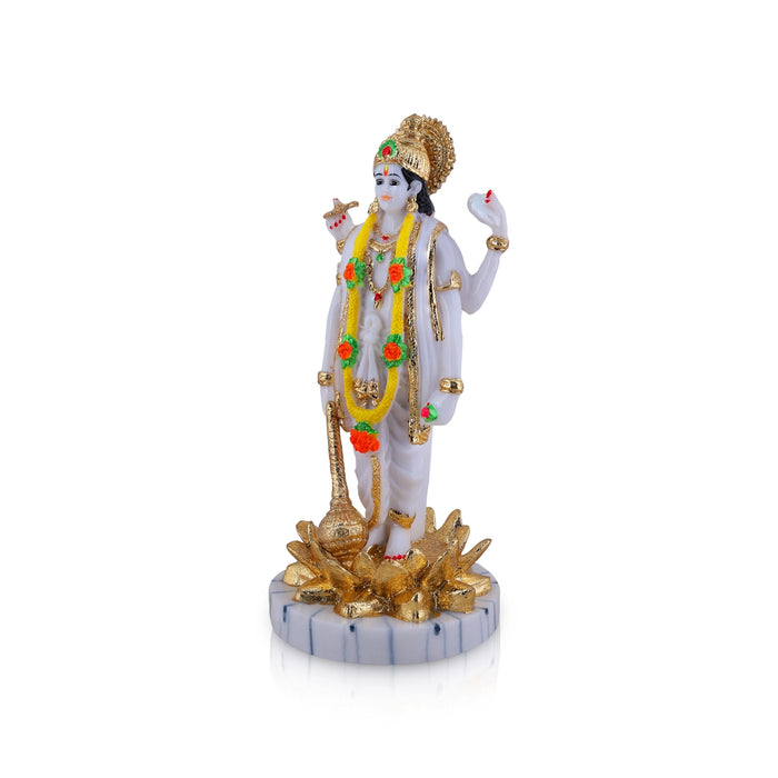 Vishnu Standing on Kamal Base Murti - 12 x 5.5 Inches | Fibre Vishnu Idol / Lord Vishnu Statue for Pooja - Fibre Murties