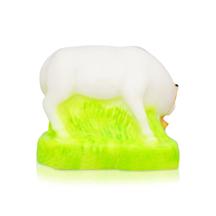 Cow With Calf Idol With Base - 2 x 2.5 Inches | Marble Kamdhenu Cow And Calf Idol/ Cow Calf Idol for Home - Table Stand Accessories