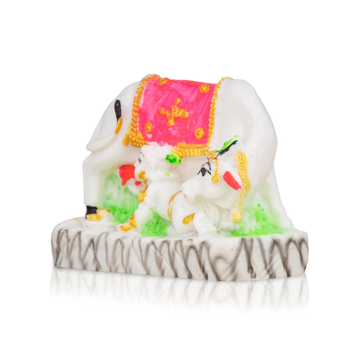 Krishna Murti Drinking Cow Milk - 3 x 4 Inches | Marble Murti/ Krishna Idol/ Krishna Statue With Base for Home - Fibre Murties
