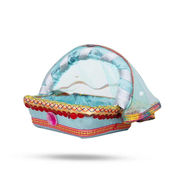 Laddu Gopal Basket with Handle - 6 x 6 Inches | Kanha Ji Ki Tokri with Cover/ Carry Basket for Laddu Gopal - Deity Accessories