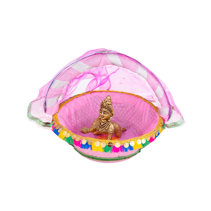 Buy Laddu Gopal Basket with Handle . x Kanha Ji Ki Tokri with Cover Carry Basket for Laddu Gopal online at Giri ISKCON collection