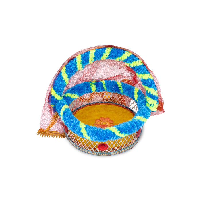 Laddu Gopal Basket With Handle - 8.5 x 8 Inches | Carry Basket/ Kanha Ji Ki Tokri for Little Krishna - Deity Accessories