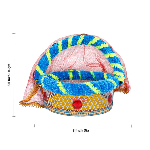 Laddu Gopal Basket With Handle - 8.5 x 8 Inches | Carry Basket/ Kanha Ji Ki Tokri for Little Krishna - Deity Accessories