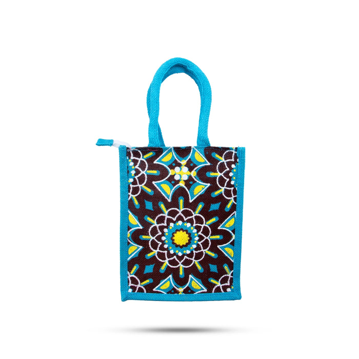 Jute Bag with Zip 10 x Inches Handbag/ Tote Bag for Women/ Assorted Colour and Design