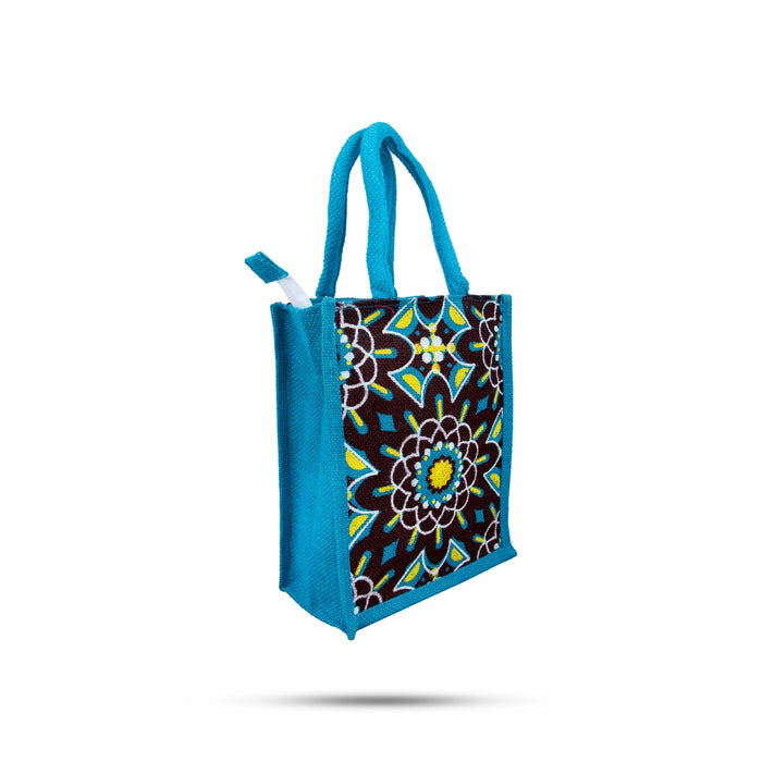 Jute Bag with Zip 10 x Inches Handbag/ Tote Bag for Women/ Assorted Colour and Design