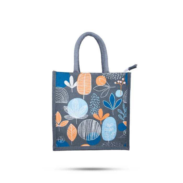 Jute Lunch Bag with Zip - 12 x 12 Inches | Jute Bag/ Handbag/ Tote Bag for Women - Bags & Pouches