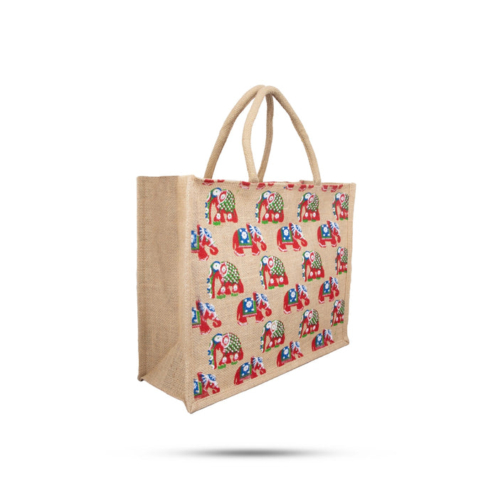 Jute Shopping Bag with Zip - 13 x 16 Inches | Jute Bag/ Handbag/ Tote Bag for Women - Bags & Pouches