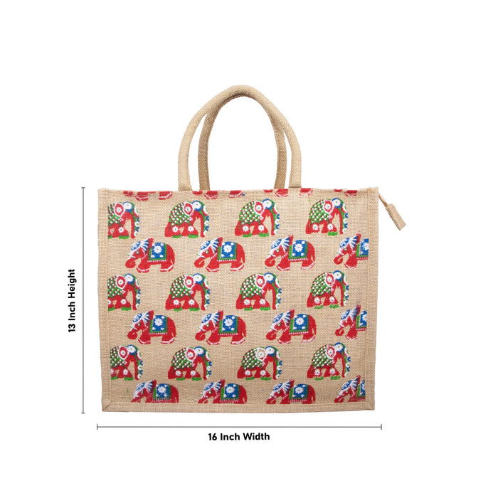 Jute Shopping Bag with Zip - 13 x 16 Inches | Jute Bag/ Handbag/ Tote Bag for Women - Bags & Pouches