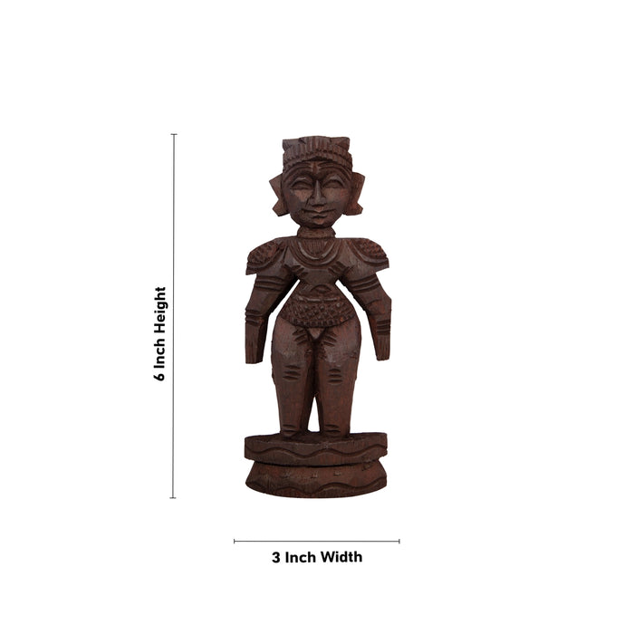 Marapachi Bommai Pair - 6 x 3 Inches | Wooden Statue/ Marapachi Doll for Home Decor