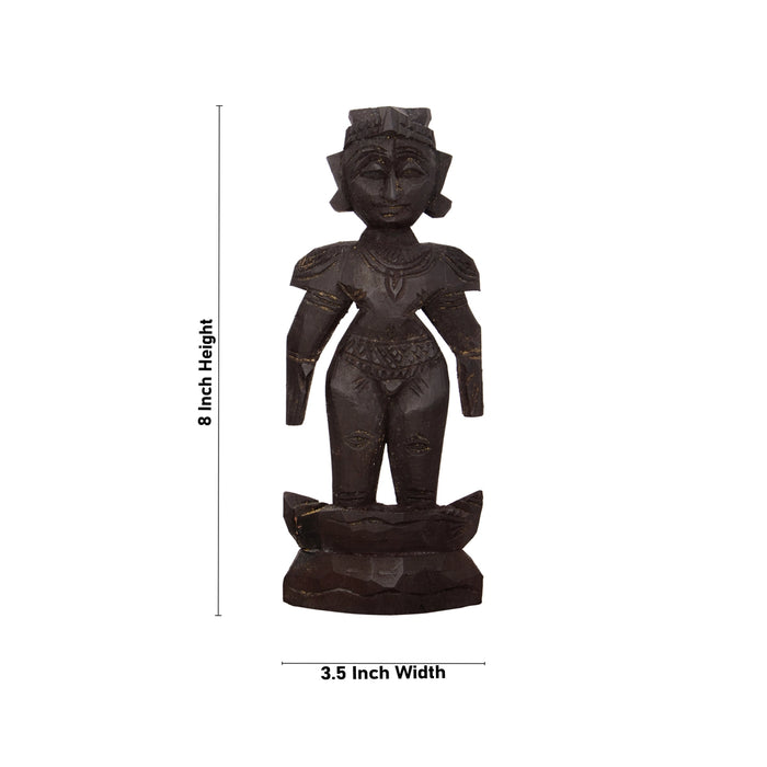 Marapachi Bommai Pair - 8 x 3.5 Inches | Wooden Statue/ Marapachi Doll for Home Decor