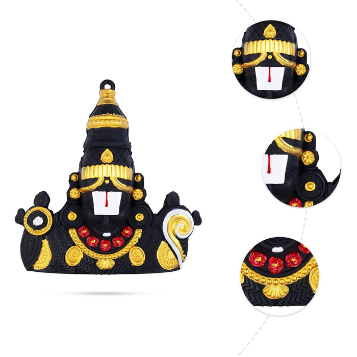 Balaji Head Wall Hanging - 15.5 x 15 Inches | Lord perumal/ Devotional Wall Décor for Home, Office or Pooja Room - Wall Hanging