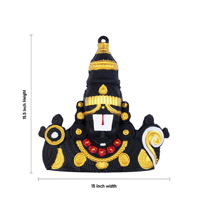 Balaji Head Wall Hanging - 15.5 x 15 Inches | Lord perumal/ Devotional Wall Décor for Home, Office or Pooja Room - Wall Hanging