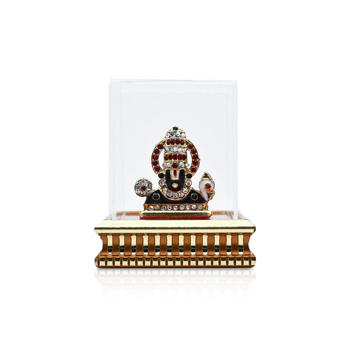 Balaji Murti - 3.5 x 2.75 Inches | Lucky Perumal Statue/ Multicolour Stone Balaji Idol With Dhoom for Table Top - Table Stand Accessories