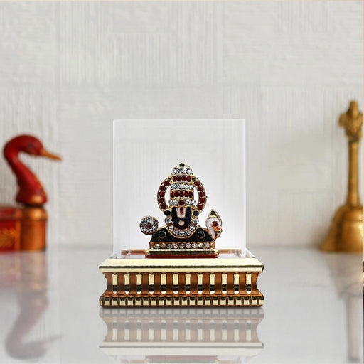 Balaji Murti - 3.5 x 2.75 Inches | Lucky Perumal Statue/ Multicolour Stone Balaji Idol With Dhoom for Table Top - Table Stand Accessories