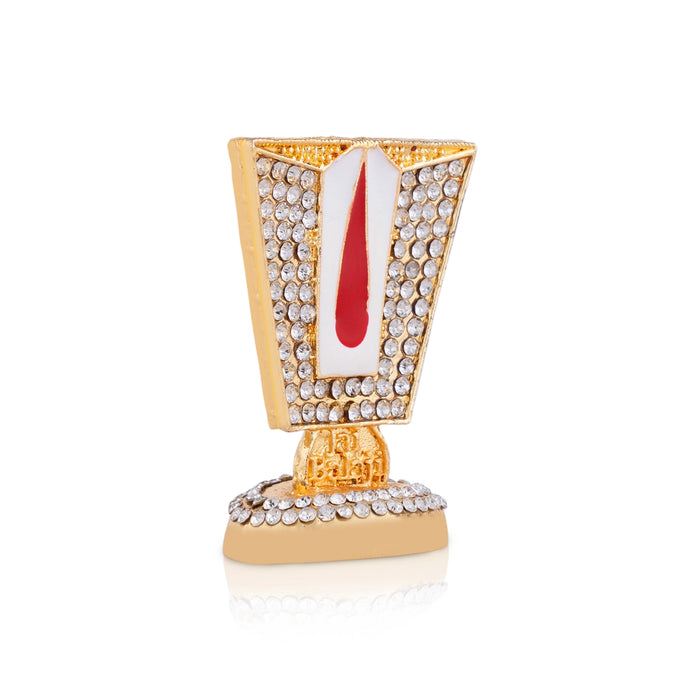Vishnu Tilak With Base - 2 x 1.5 Inches | Enamel & Stone Design Perumal Namam/ Decorative Showpiece for Car - Car Stand & Car Accessories