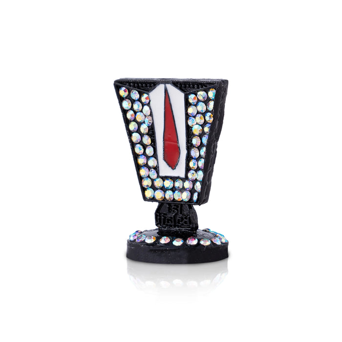 Vishnu Tilak With Base - 1.5 x 1 Inches | Enamel & Stone Design Perumal Namam/ Decorative Showpiece for Car - Car Stand & Car Accessories