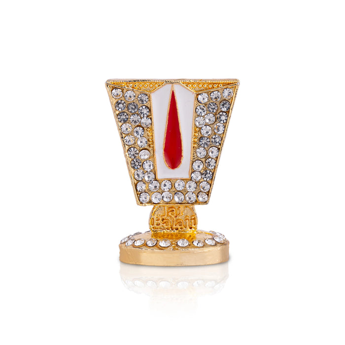 Vishnu Tilak With Base - 1.5 x 1 Inches | Enamel & Stone Design Perumal Namam/ Decorative Showpiece for Car - Car Stand & Car Accessories