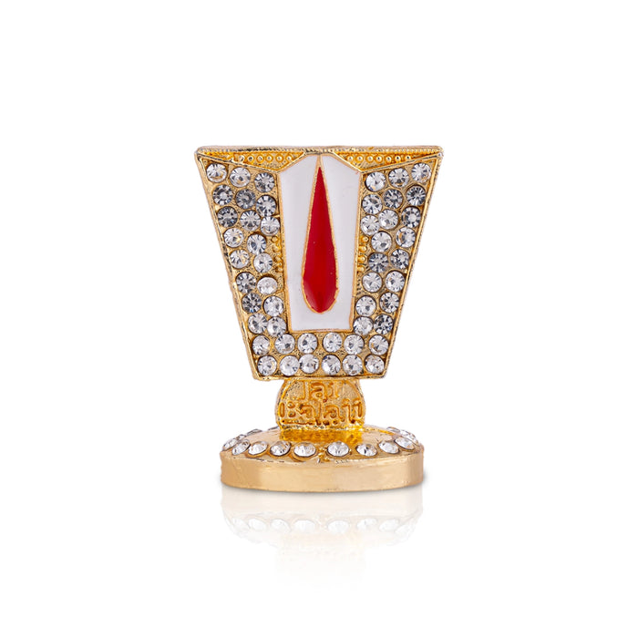 Vishnu Namam With Base - 1.5 x 1 Inches | Enamel Srinivasa Namam/ Vishnu Tilak for Car