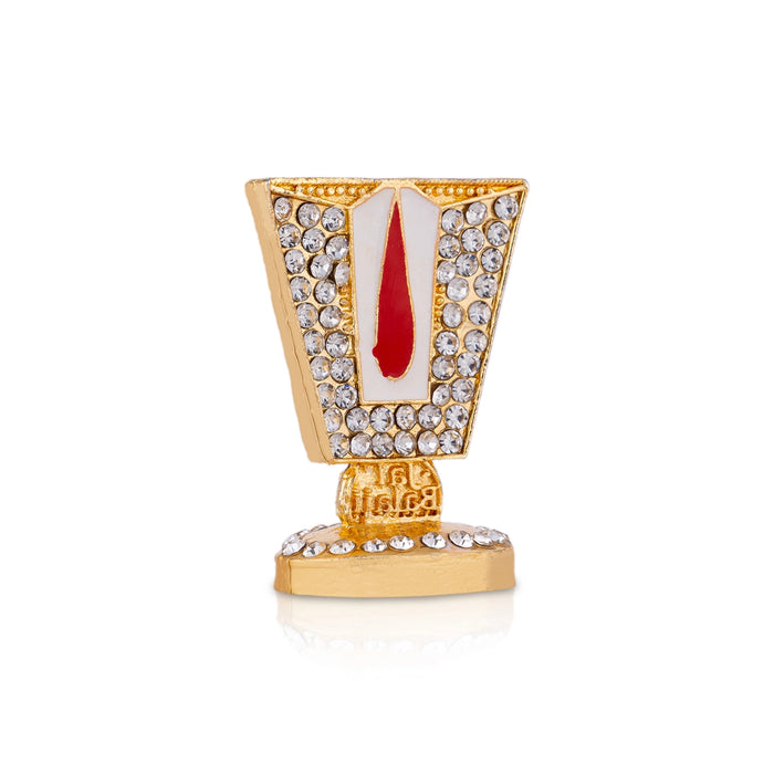 Vishnu Tilak With Base - 1.5 x 1 Inches | Enamel & Stone Design Perumal Namam/ Decorative Showpiece for Car - Car Stand & Car Accessories