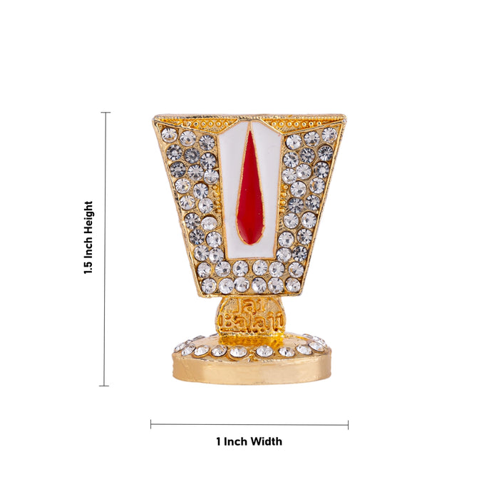 Vishnu Namam With Base - 1.5 x 1 Inches | Enamel Srinivasa Namam/ Vishnu Tilak for Car