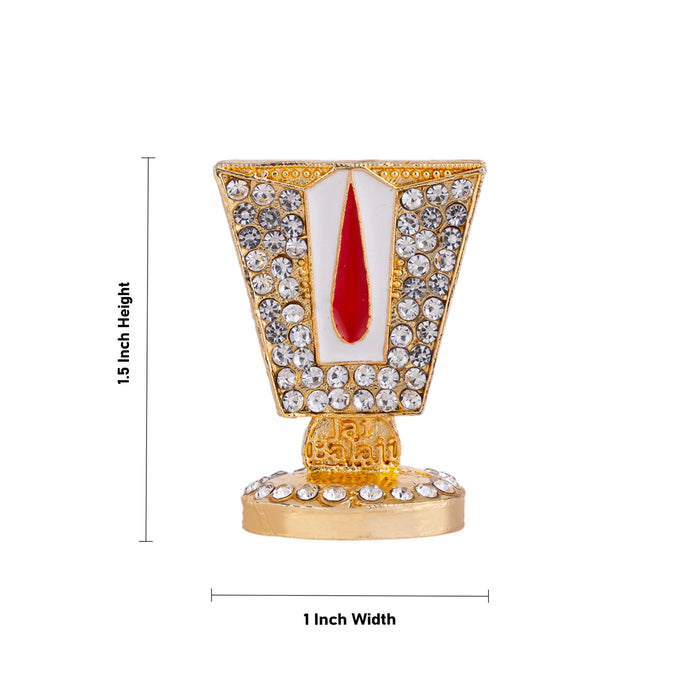 Vishnu Tilak With Base - 1.5 x 1 Inches | Enamel & Stone Design Perumal Namam/ Decorative Showpiece for Car - Car Stand & Car Accessories